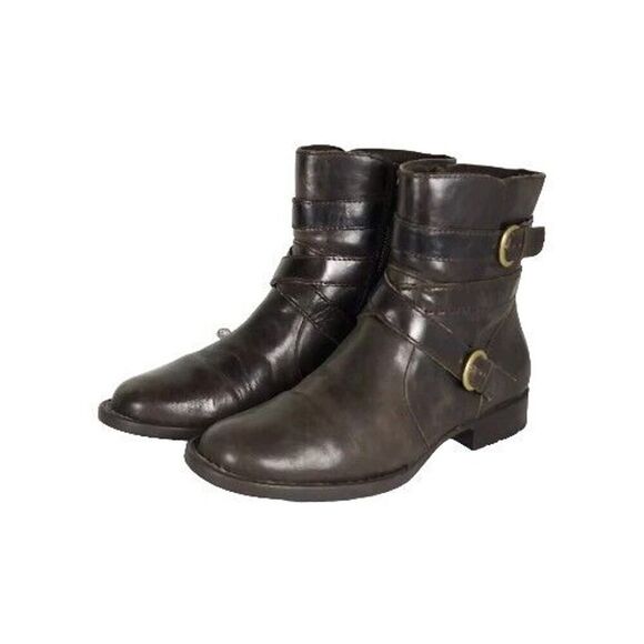 Born Women's McMillan US8M Brown Distressed Leather Side Zip Biker Boots - Picture 1 of 16